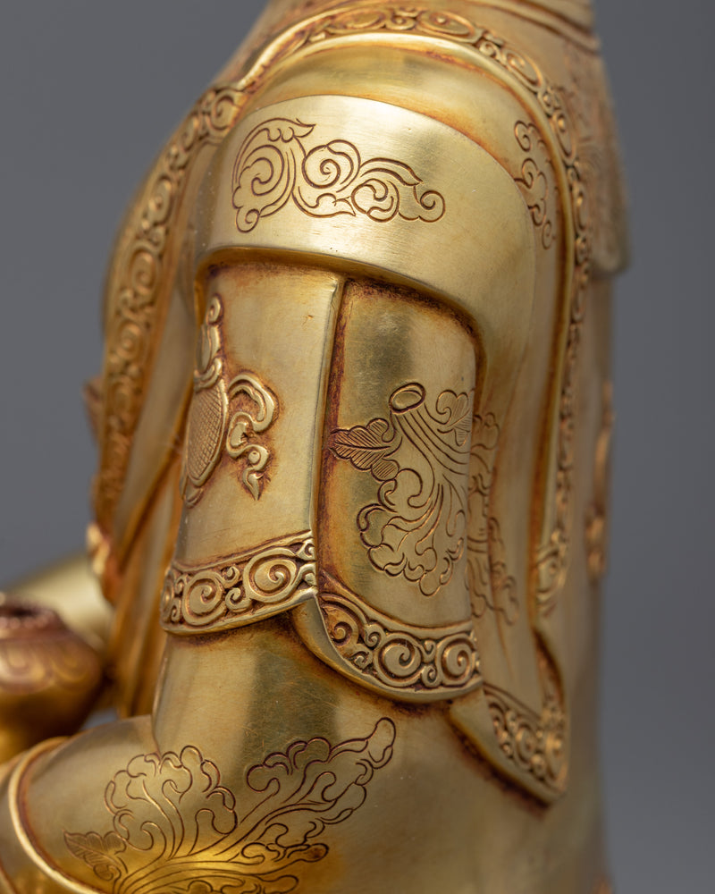 Genuine Gold-Gilded Buddha Shakyamuni Sculpture | Religious Buddha Statue