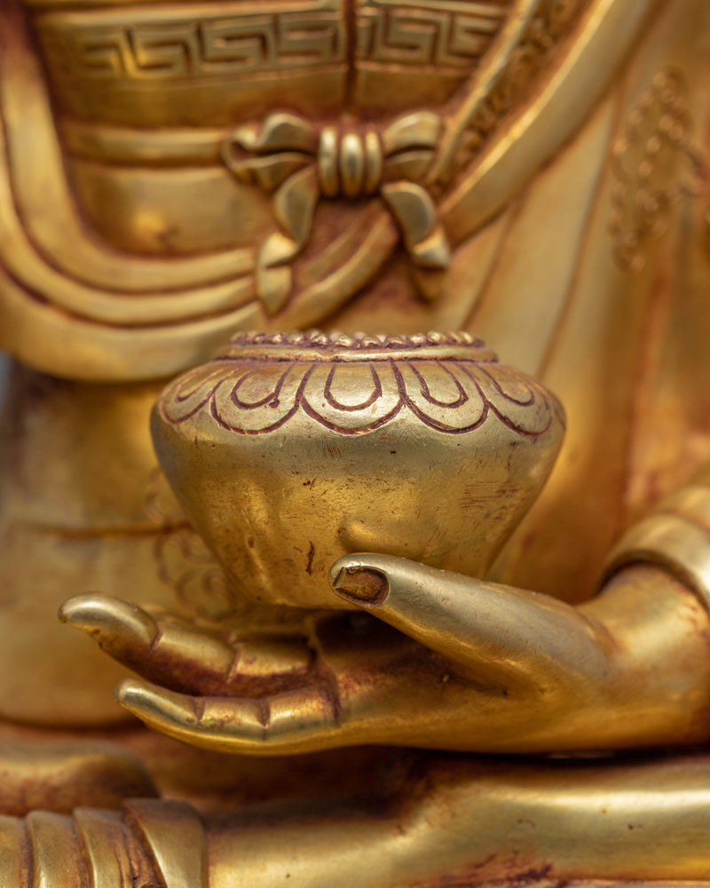 Genuine Gold-Gilded Buddha Shakyamuni Sculpture | Religious Buddha Statue