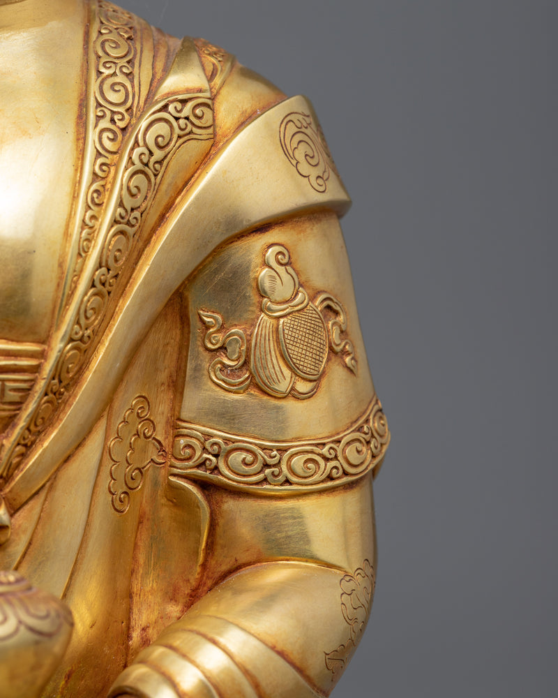 Genuine Gold-Gilded Buddha Shakyamuni Sculpture | Religious Buddha Statue