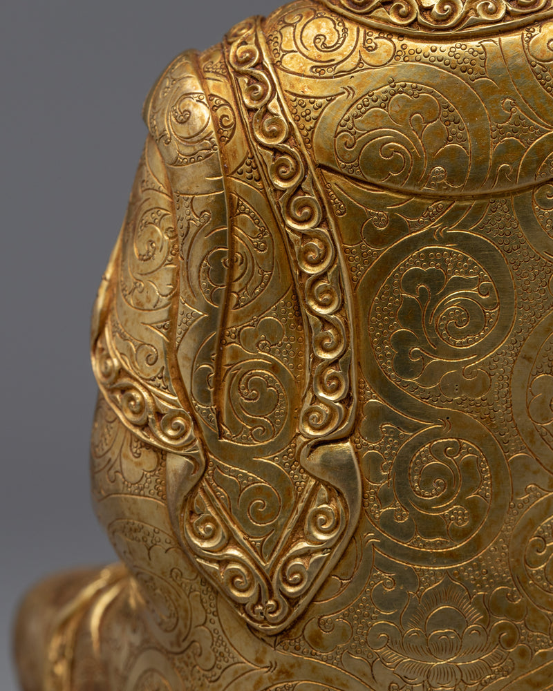 Gold Gilded Medicine Buddha Healing Statue | Traditional Buddhist Gold Plated Sculpture