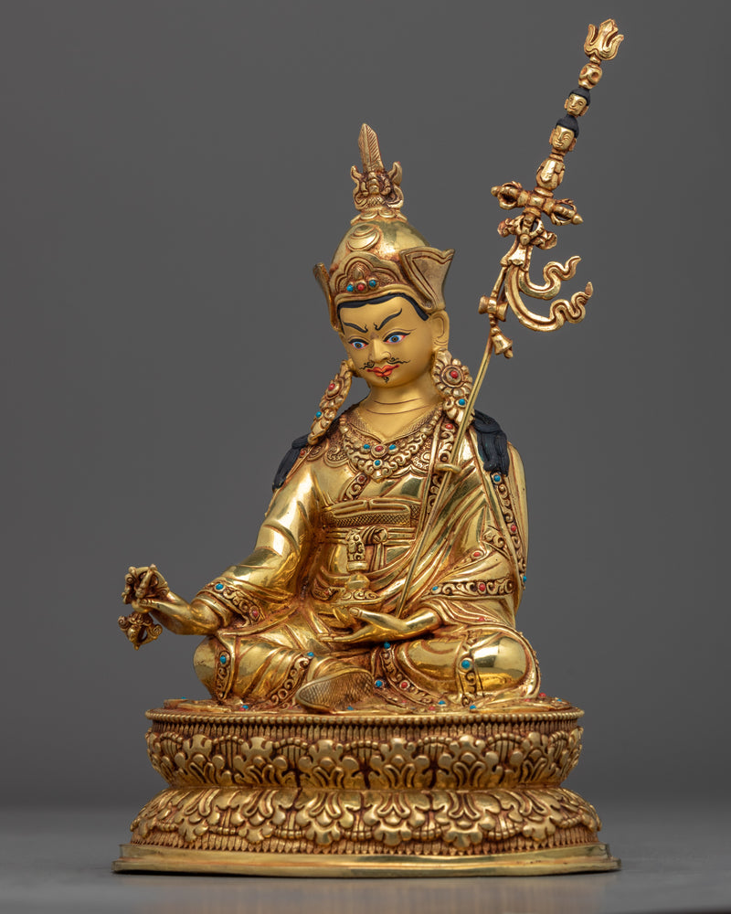 Master Padmasambhava Guru Rinpoche Statue | Traditional Gold-Gilded Religious Statue