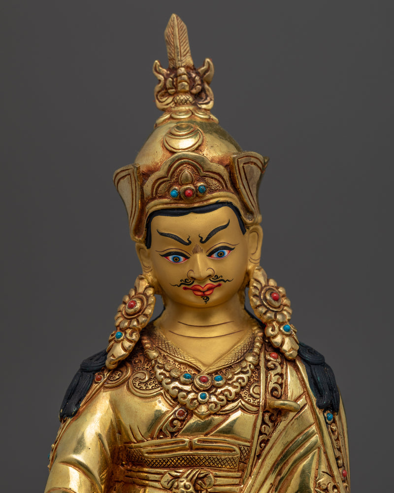 Master Padmasambhava Guru Rinpoche Statue | Traditional Gold-Gilded Religious Statue