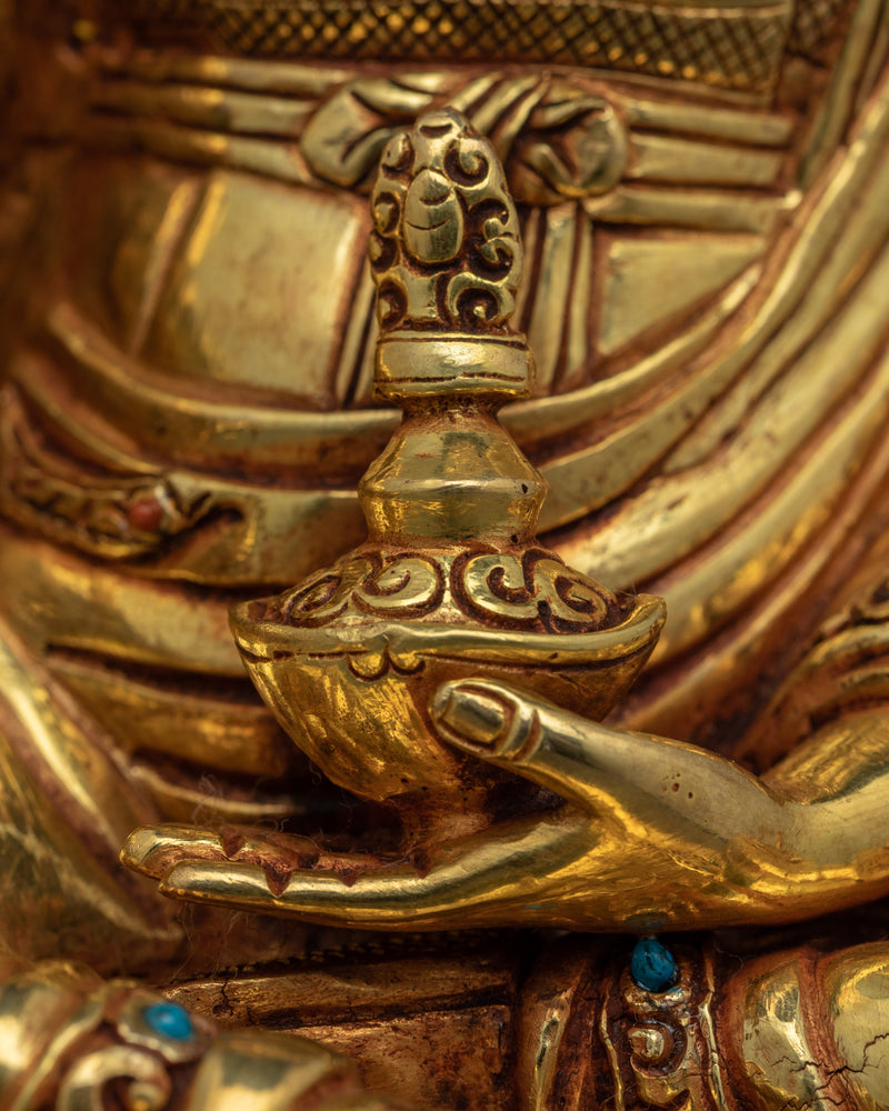 Master Padmasambhava Guru Rinpoche Statue | Traditional Gold-Gilded Religious Statue