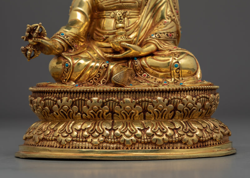 Master Padmasambhava Guru Rinpoche Statue | Traditional Gold-Gilded Religious Statue