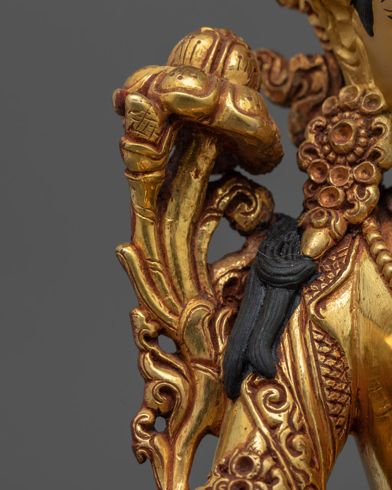 Green Tara, Female Bodhisattva of Compassion Statue | Tibetan Art Plated with Gold