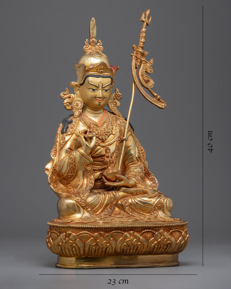 Gold-Gilded Guru Padmasambhava Mantra Statue | Lotus Born Guru Rinpoche Satue