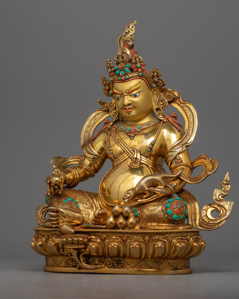 Gold Gilded Dzambhala Statue | Gold Gilded Buddhist Art