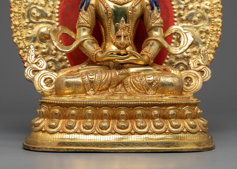 Gold Painted Amitayus Statue | Handmade Artwork of Nepal