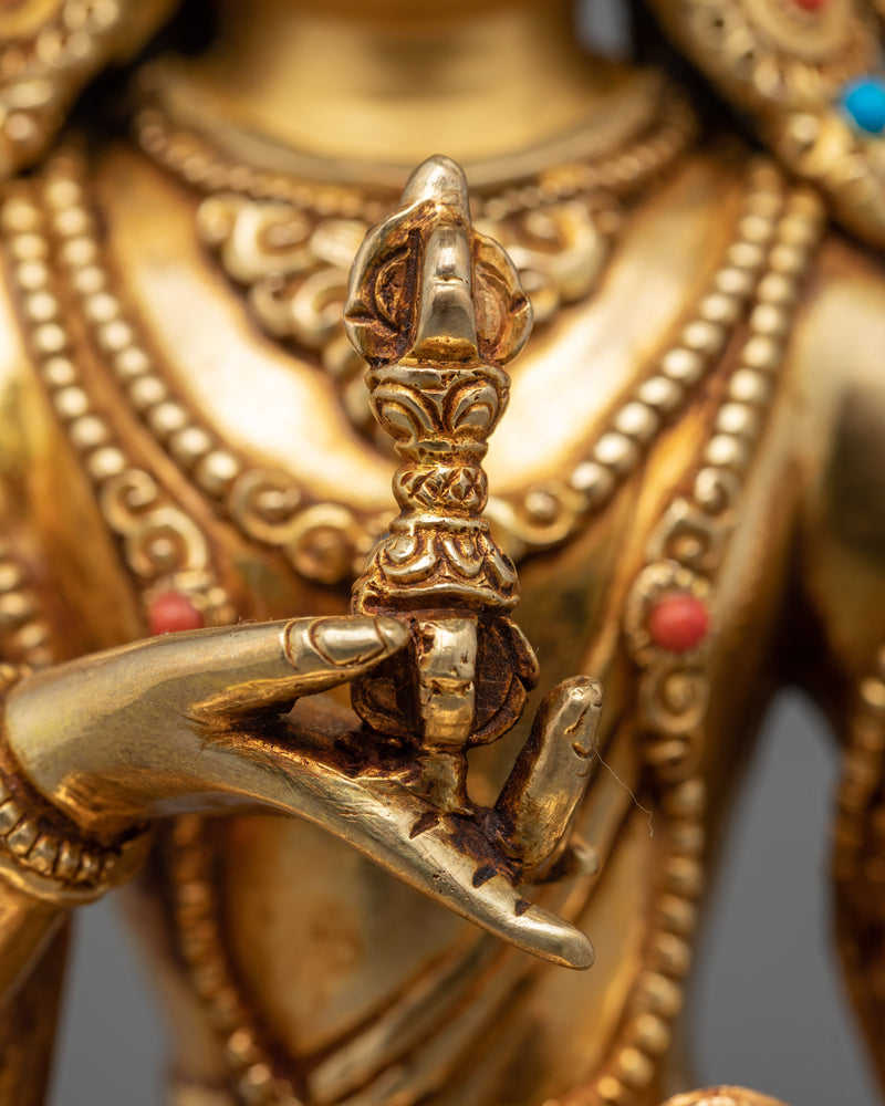 Guru Vajrasattva Statue | Traditional Gold Dorje Sempa Sculpture