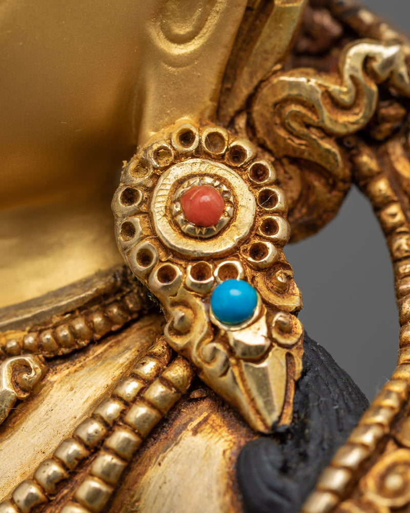 Guru Vajrasattva Statue | Traditional Gold Dorje Sempa Sculpture