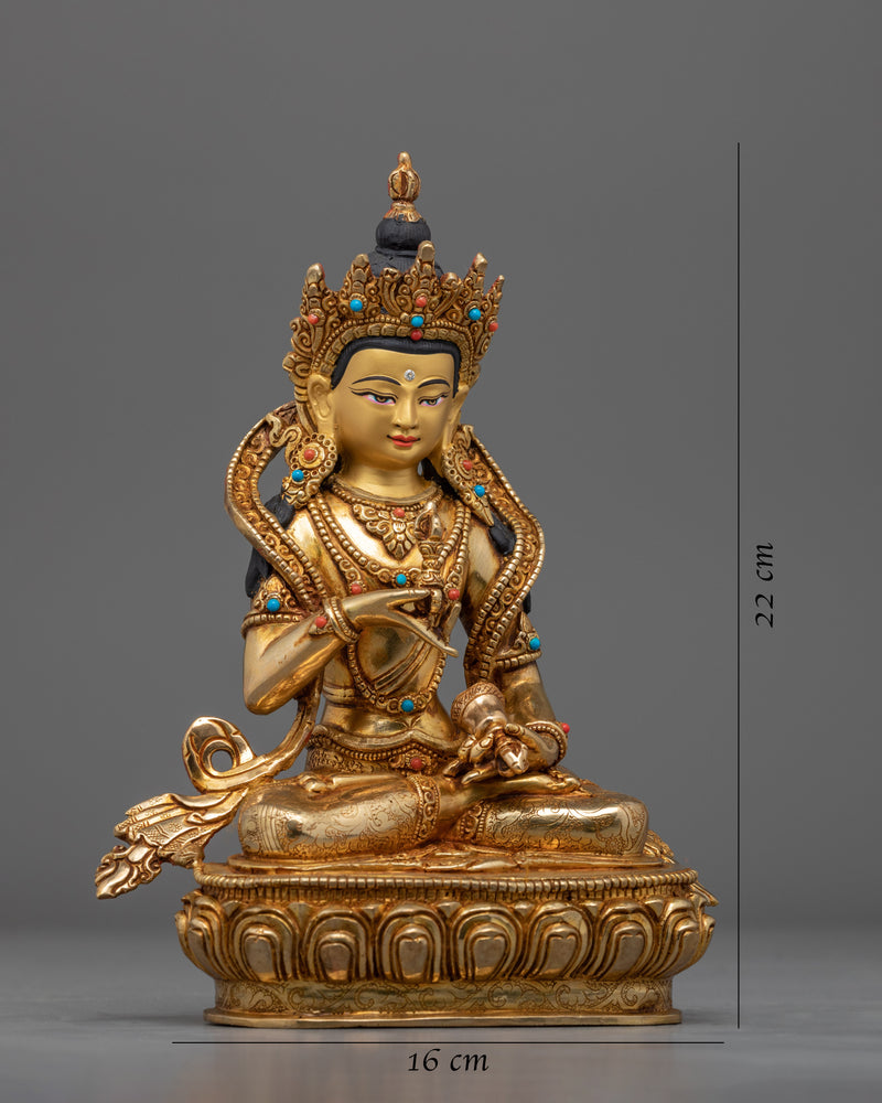 Guru Vajrasattva Statue | Traditional Gold Dorje Sempa Sculpture