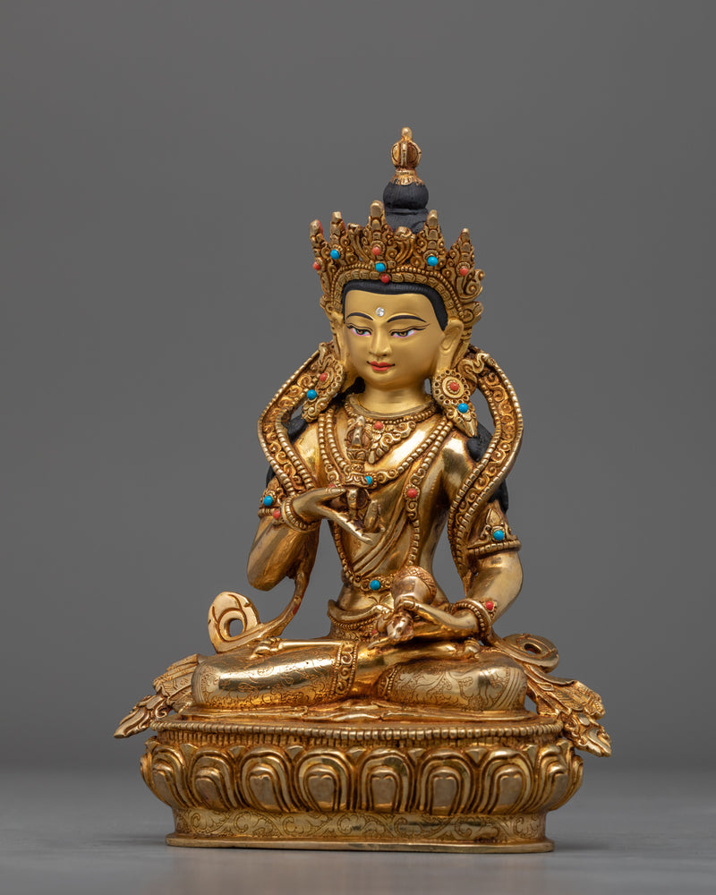 Guru Vajrasattva Statue | Traditional Gold Dorje Sempa Sculpture