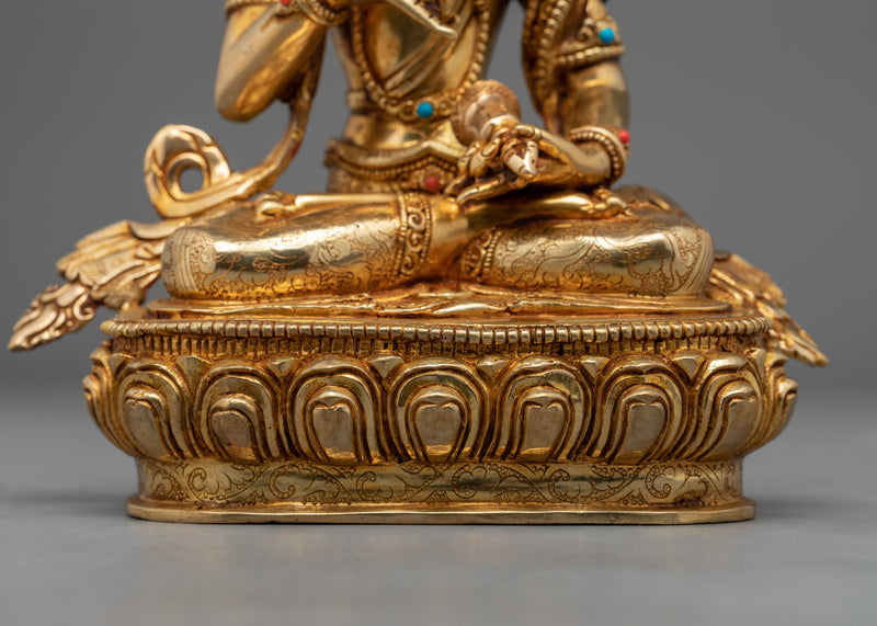 Guru Vajrasattva Statue | Traditional Gold Dorje Sempa Sculpture