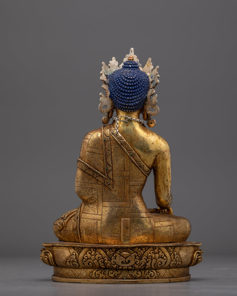 Crowned Buddha Shakyamuni Statue | Traditional Buddhist Statue with an Antique Finish