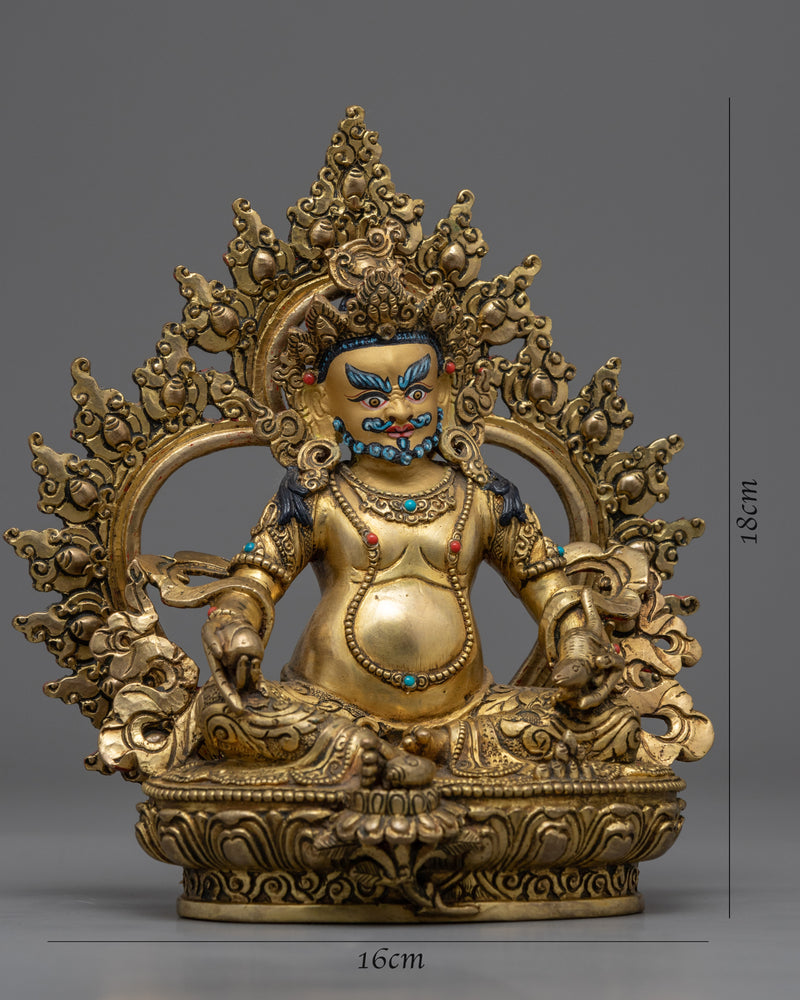 Gold Gilded Yellow Dzambhala Statue | Buddhist Wealth Deity Sculpture for Prosperity