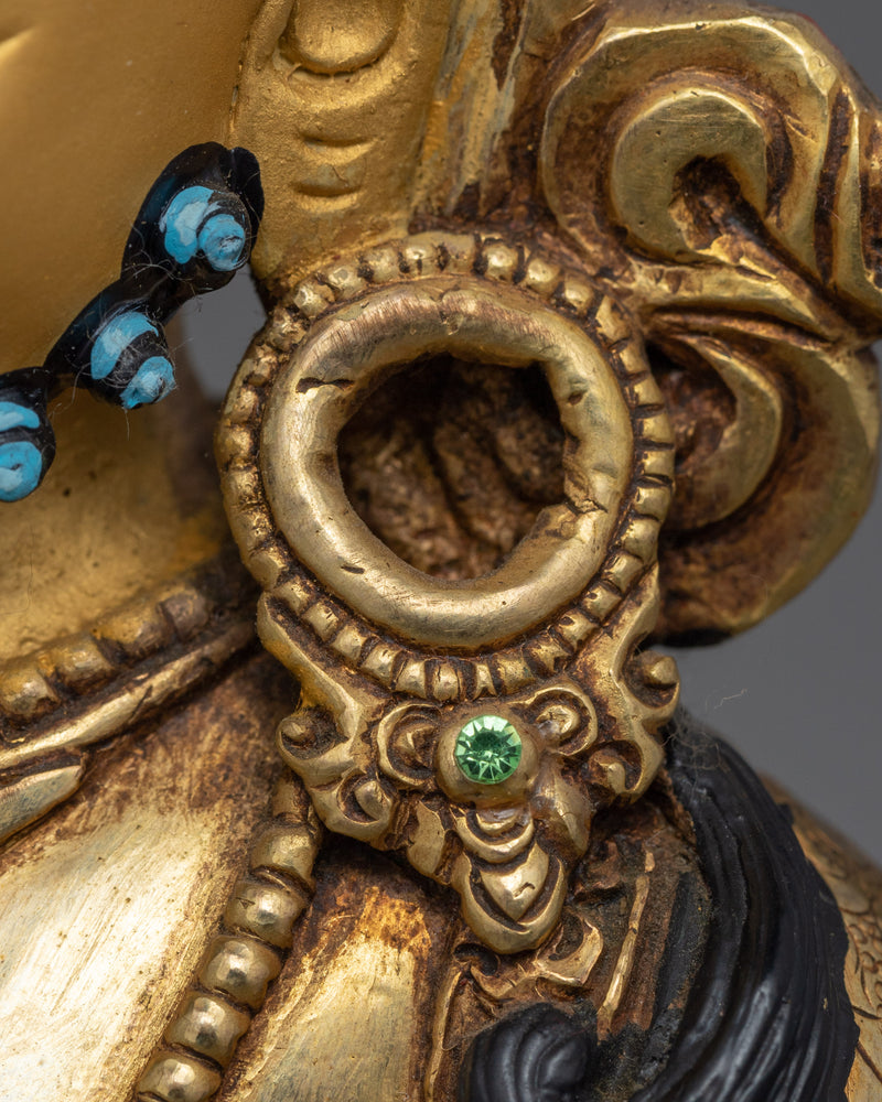 Dzambhala Buddha God of Wealth Statue | Gold Gilded Buddhist Art