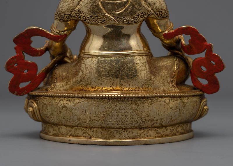 Dzambhala Buddha God of Wealth Statue | Gold Gilded Buddhist Art