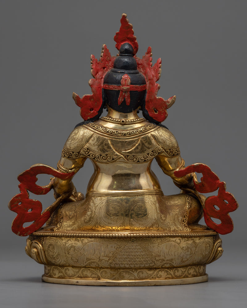 Dzambhala Buddha God of Wealth Statue | Gold Gilded Buddhist Art