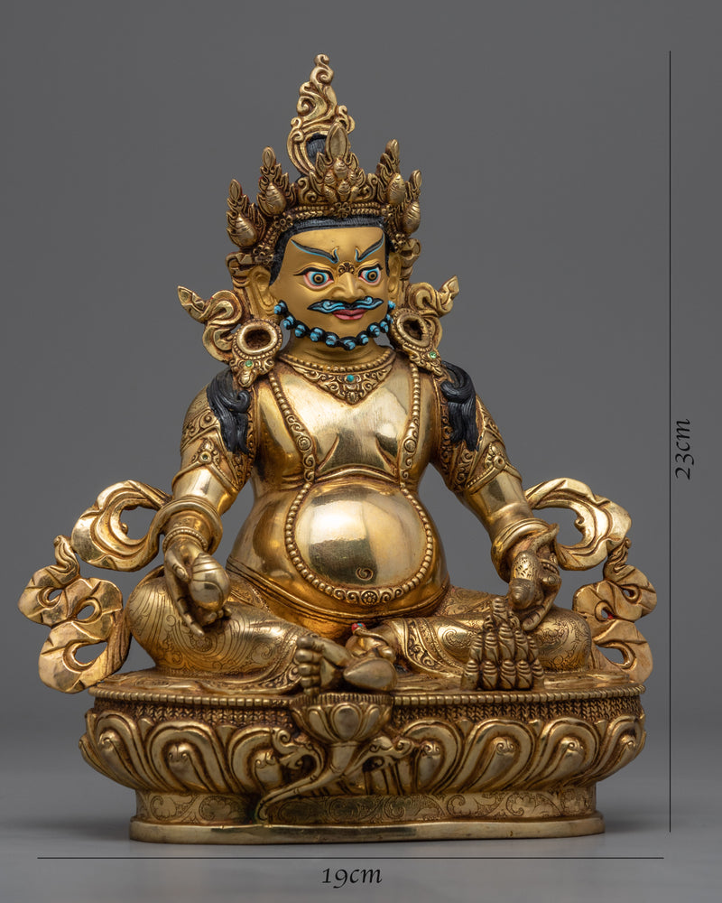 Dzambhala Buddha God of Wealth Statue | Gold Gilded Buddhist Art