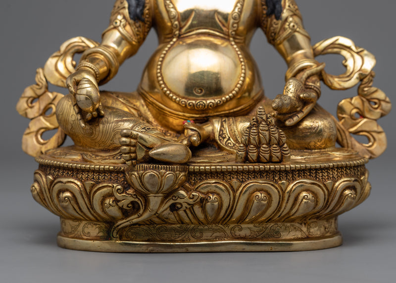 Dzambhala Buddha God of Wealth Statue | Gold Gilded Buddhist Art