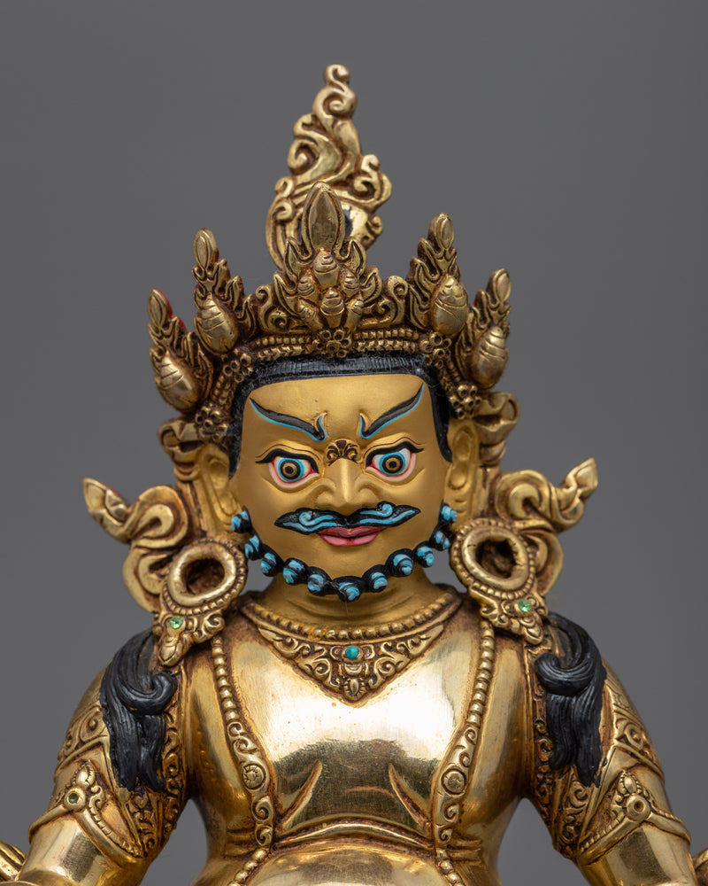 Dzambhala Buddha God of Wealth Statue | Gold Gilded Buddhist Art