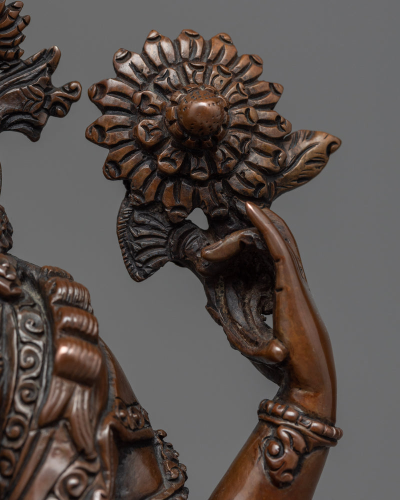 Chenrezig Copper Statue | Hand-Crafted Traditional Artwork of Nepal