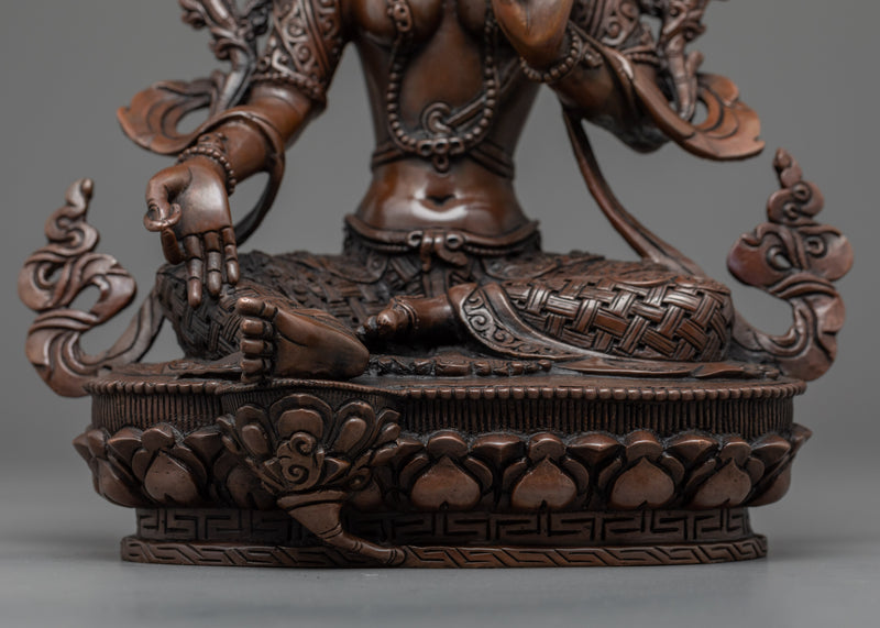 Green Tara Garden Statue | Handmade Buddhist Sculpture of Mother Tara