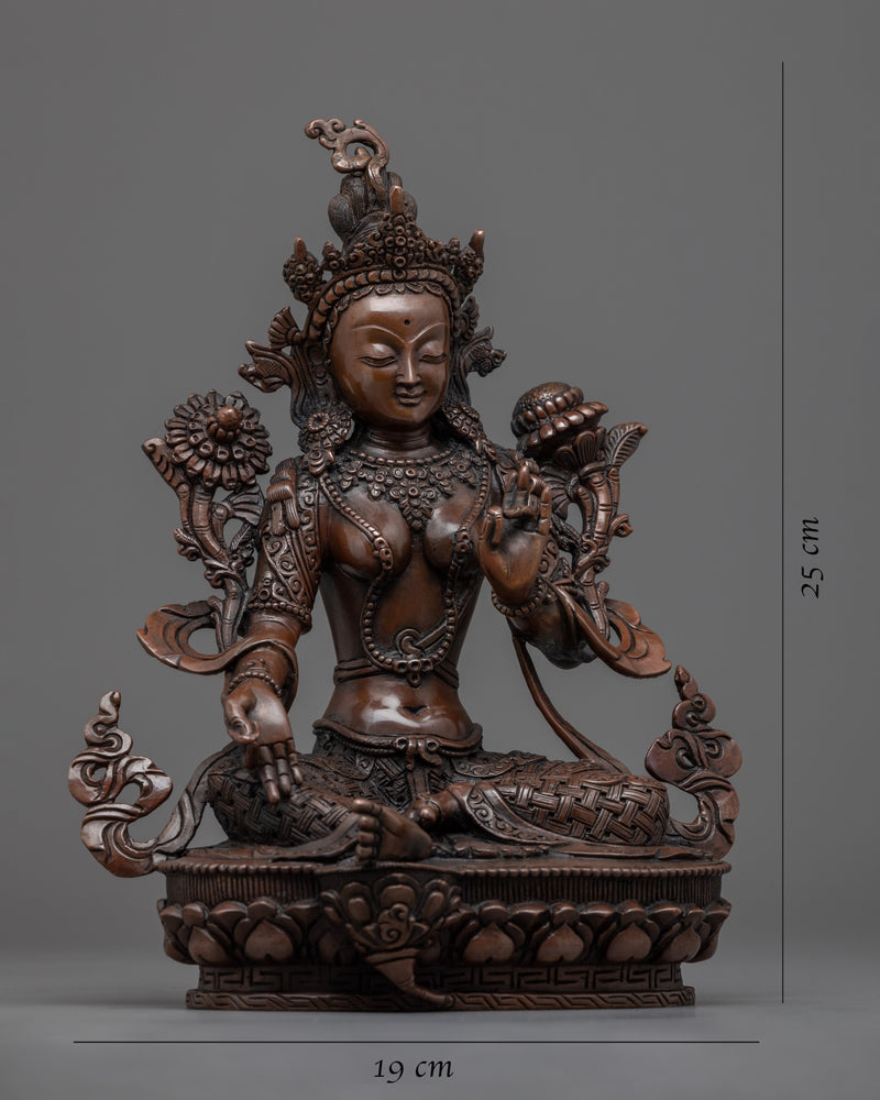 Green Tara Garden Statue | Handmade Buddhist Sculpture of Mother Tara