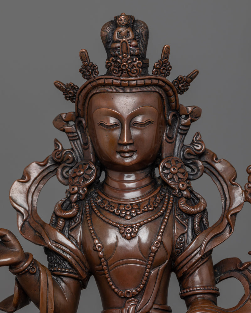 Buddhist line Art Chenrezig Statue | Handmade Fine Artwork of Nepal