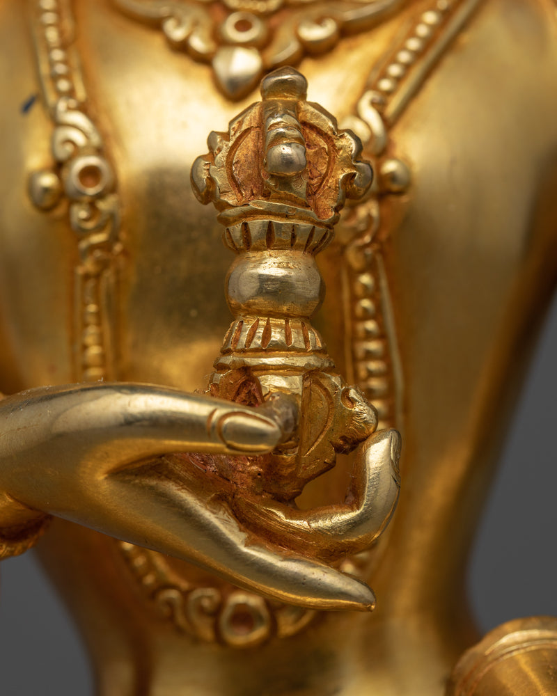 Vajrasattva Buddha Sculpture | Gold Gilded Handmade Figurine