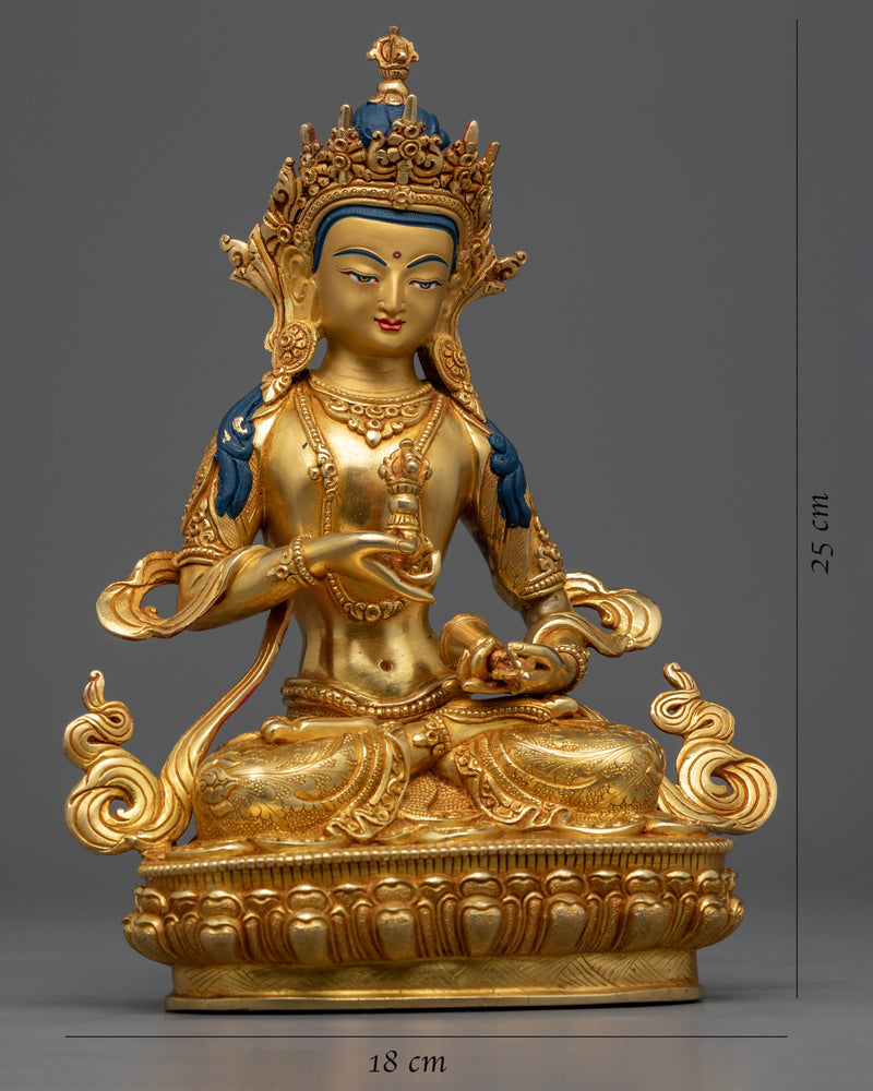 Vajrasattva Buddha Sculpture | Gold Gilded Handmade Figurine