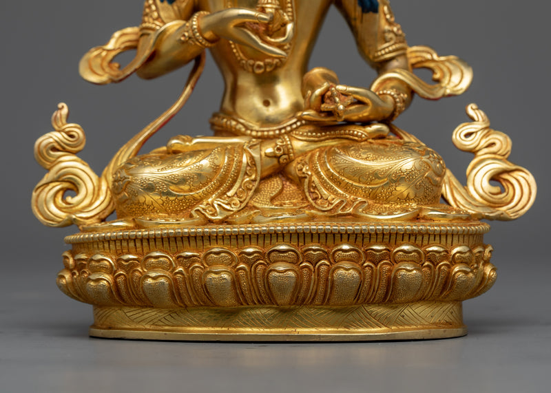 Vajrasattva Buddha Sculpture | Gold Gilded Handmade Figurine