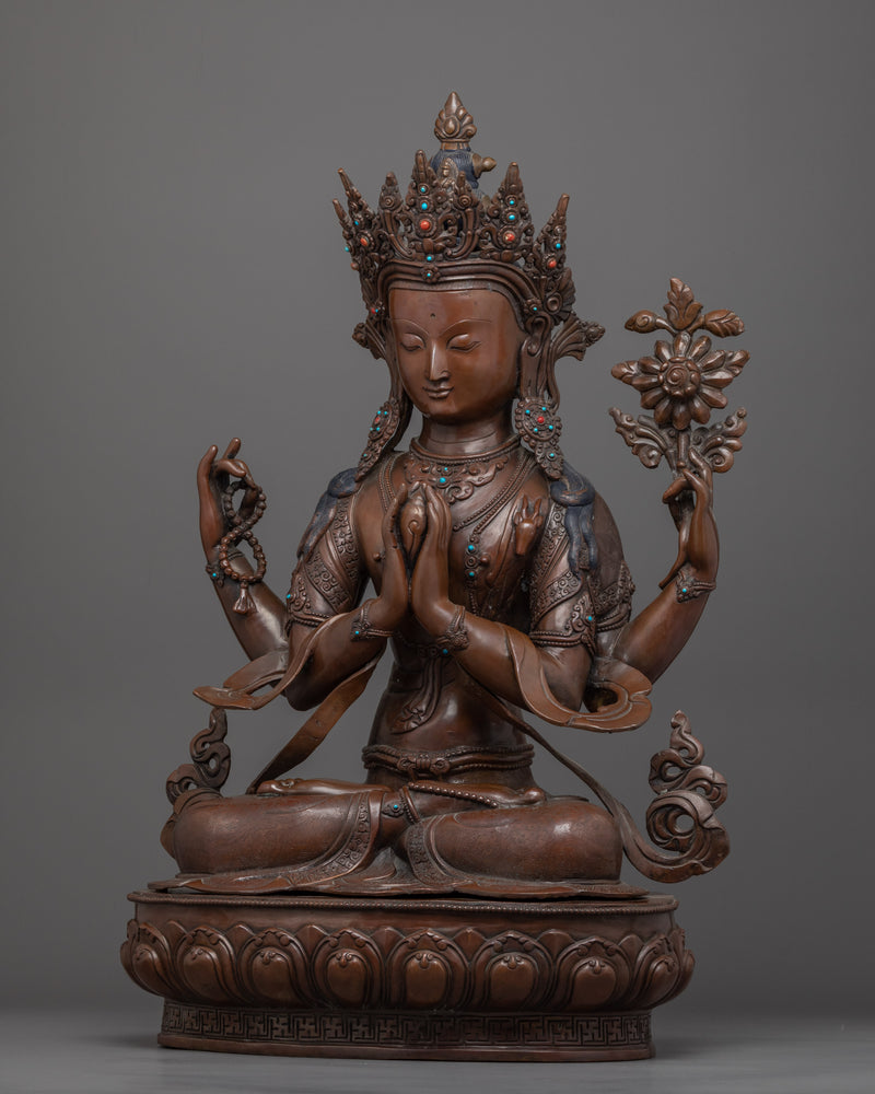 Statue of Chenrezig | Handmade Copper Sculpture of avalokiteshvara