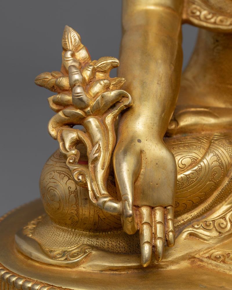 24K Gold Medicine Buddha Art | Traditional Tibetan Buddhist Statue