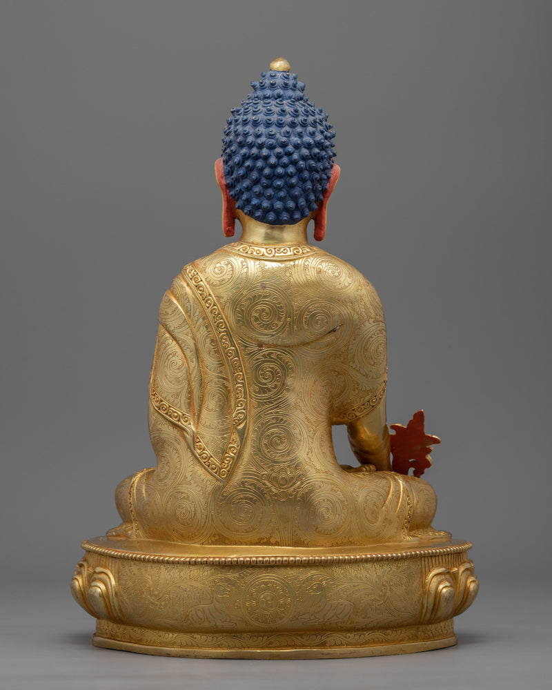 24K Gold Medicine Buddha Art | Traditional Tibetan Buddhist Statue