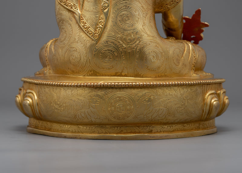 24K Gold Medicine Buddha Art | Traditional Tibetan Buddhist Statue