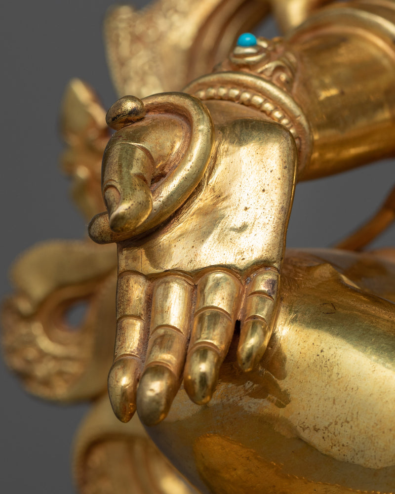 Buddhism Bodhisattva, Green Tara Statue | Gold Gilded Himalayan Art