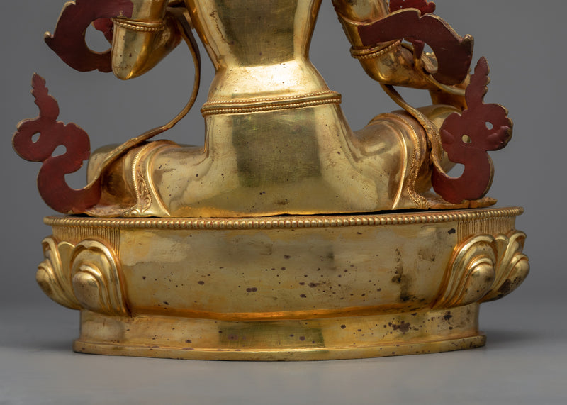 Buddhism Bodhisattva, Green Tara Statue | Gold Gilded Himalayan Art