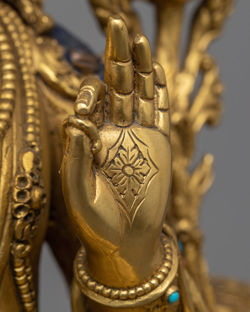 Bodhisattva Manjushri, of Wisdom Statue | Gold Gilded Buddhist Art