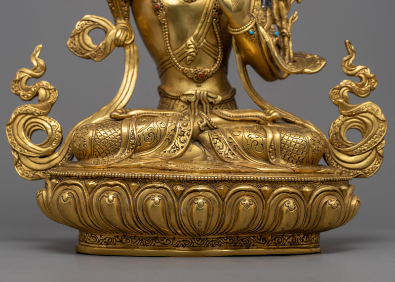 Bodhisattva Manjushri, of Wisdom Statue | Gold Gilded Buddhist Art