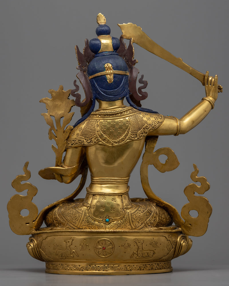 Bodhisattva Manjushri, of Wisdom Statue | Gold Gilded Buddhist Art