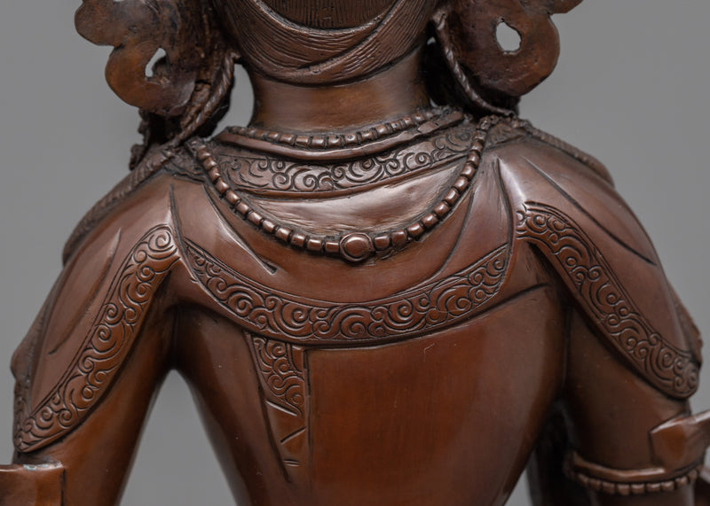 Bodhisattva Vajrasattva Oxidized Copper Statuette | Traditional Himalayan Art