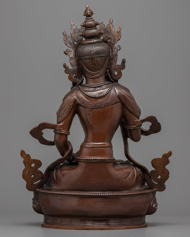 Bodhisattva Vajrasattva Oxidized Copper Statuette | Traditional Himalayan Art