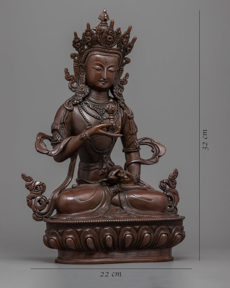 Bodhisattva Vajrasattva Oxidized Copper Statuette | Traditional Himalayan Art