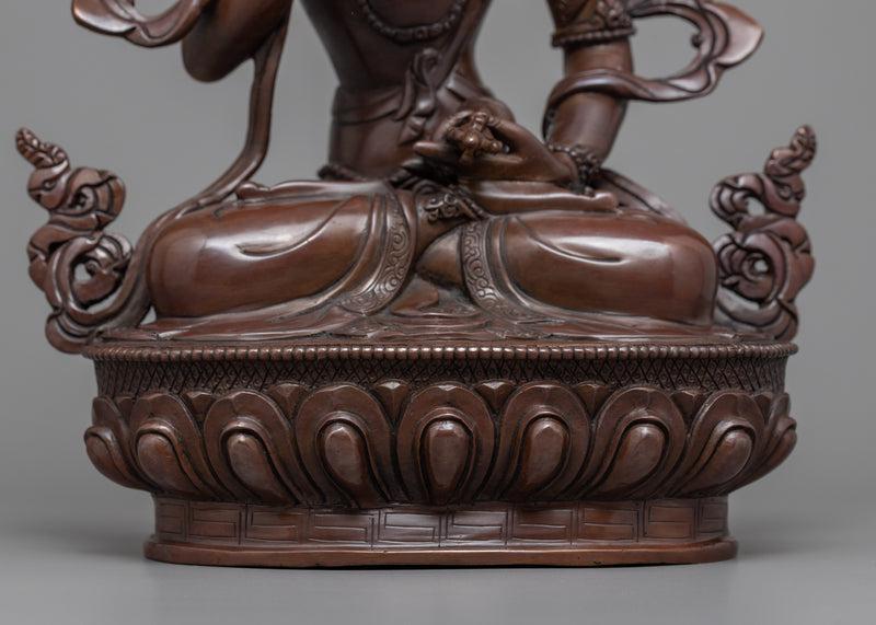 Bodhisattva Vajrasattva Oxidized Copper Statuette | Traditional Himalayan Art