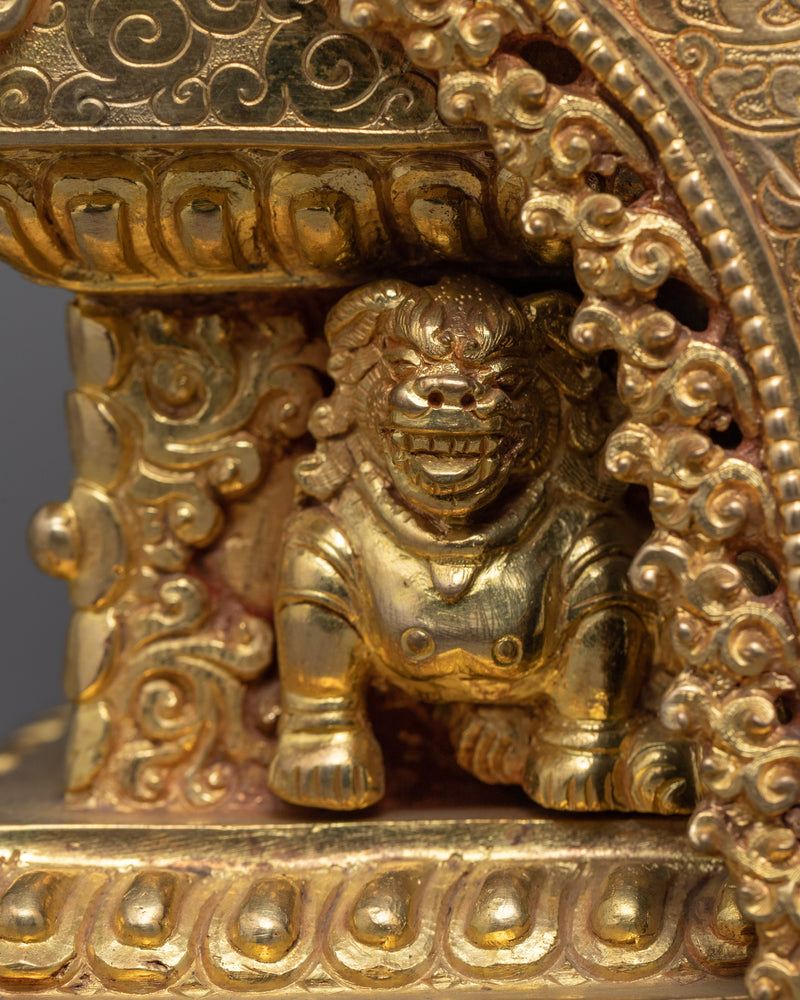 Traditionally Hand Carved Beautiful Green Tara Statue |  Gold-Plated Himalayan Art