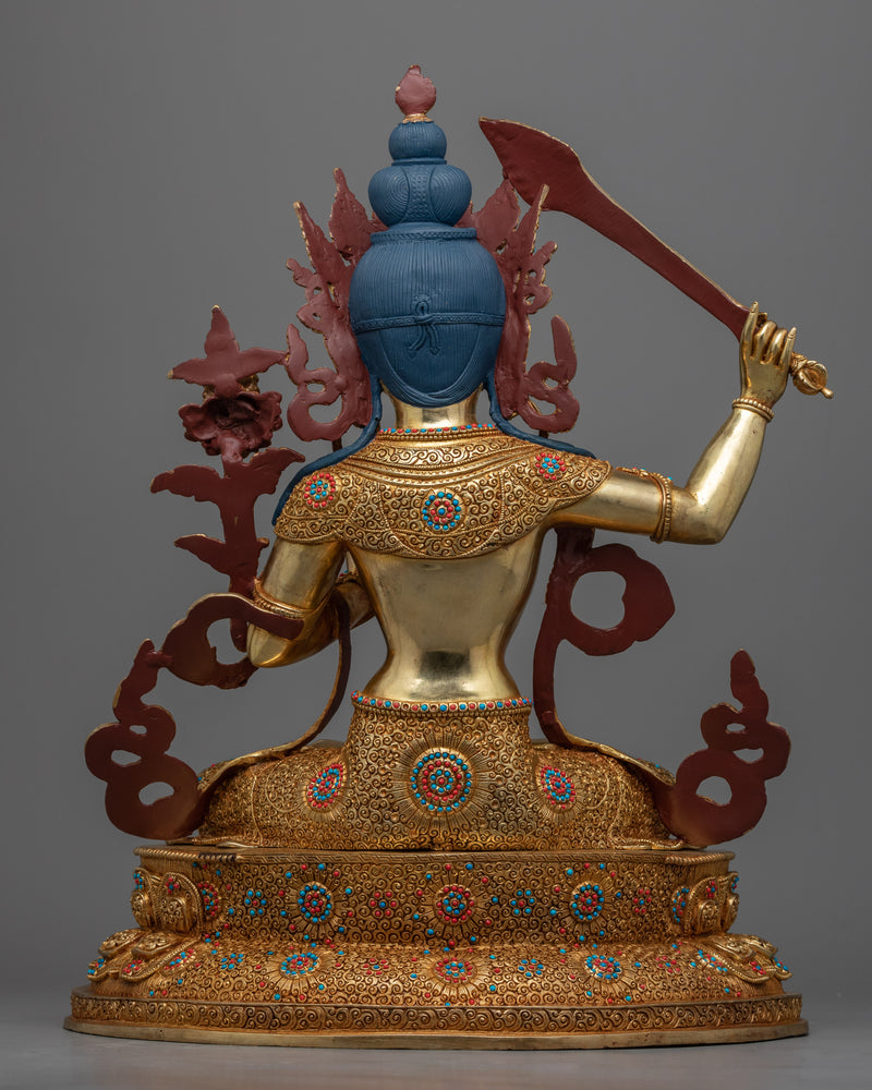 Manjushri Bodhisattva of Wisdom Statue | Traditional Himalayan Buddhist Art