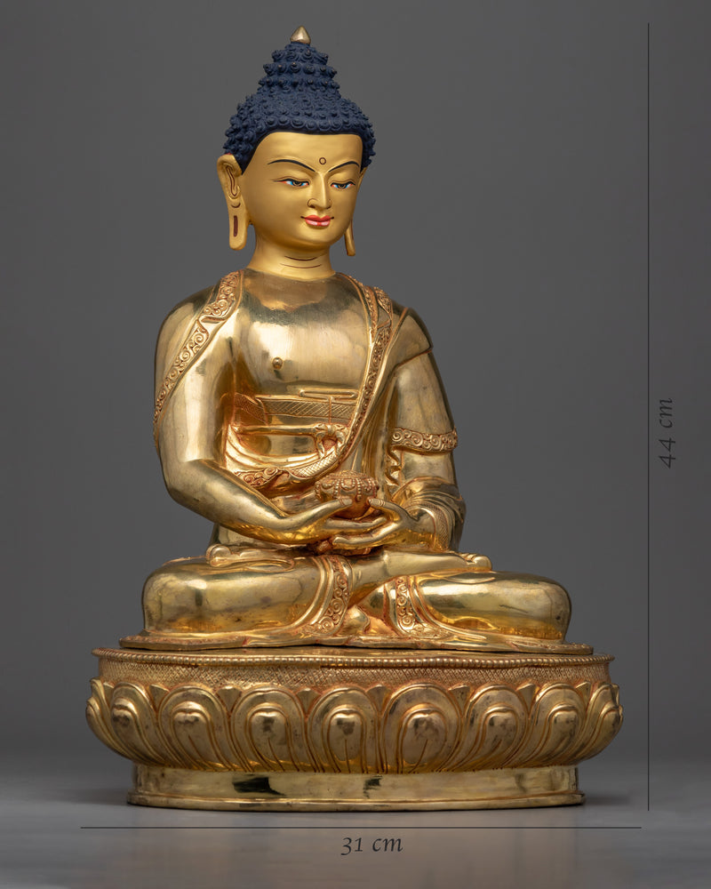 Buddha Amitabha Statue for Meditation & Rituals | Gold-Plated Tibetan Art