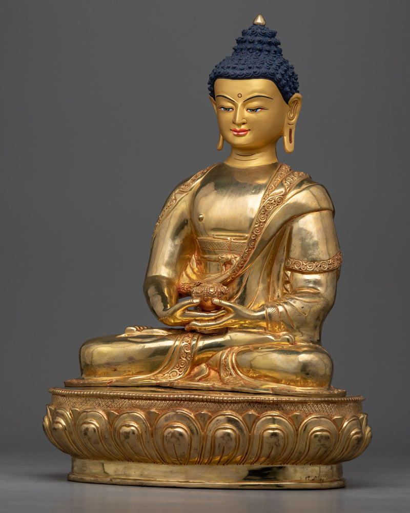 Buddha Amitabha Statue for Meditation & Rituals | Gold-Plated Tibetan Art