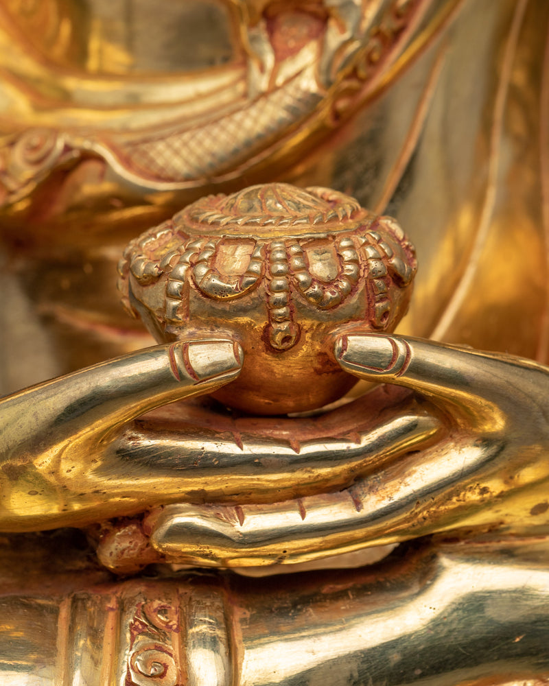 Buddha Amitabha Statue for Meditation & Rituals | Gold-Plated Tibetan Art